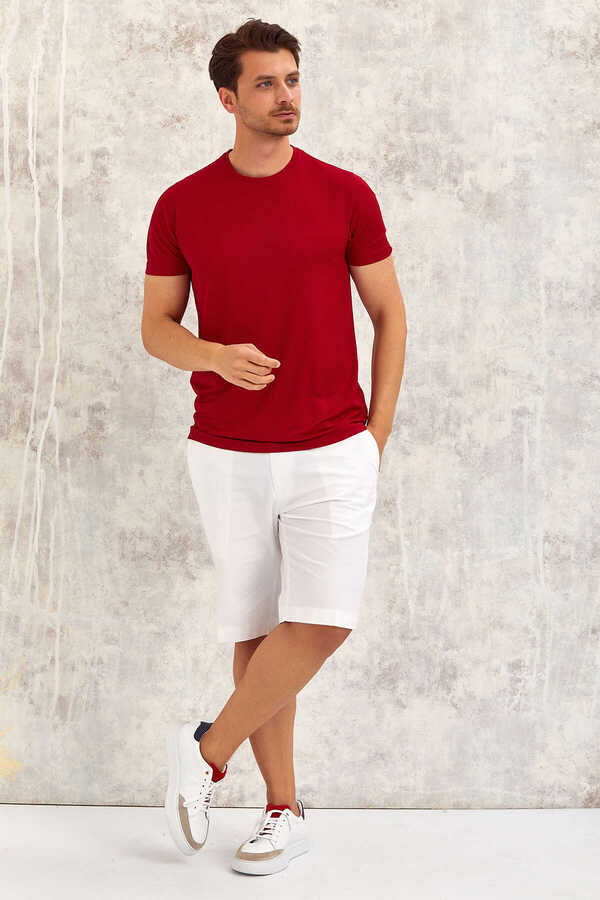 Bordo Bisiklet Yaka Basic Tişört