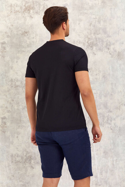 Siyah Bisiklet Yaka Basic Tişört - 7