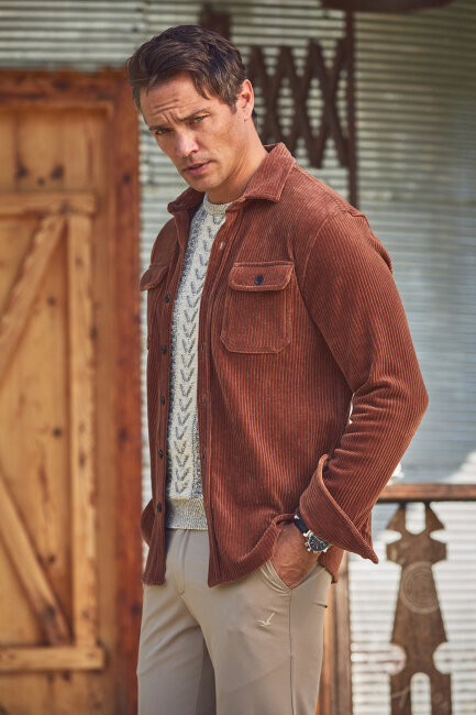 Kiremit Pamuklu Kadife Dış Gömlek - 4