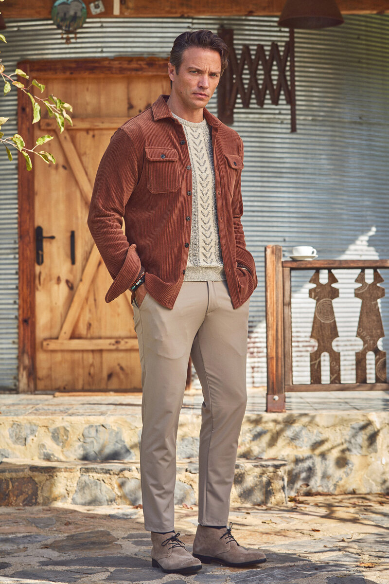 Kiremit Pamuklu Kadife Dış Gömlek - 3