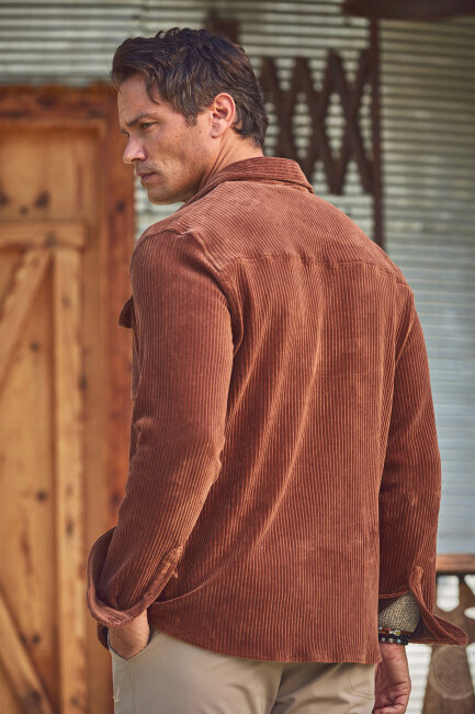 Kiremit Pamuklu Kadife Dış Gömlek - 6