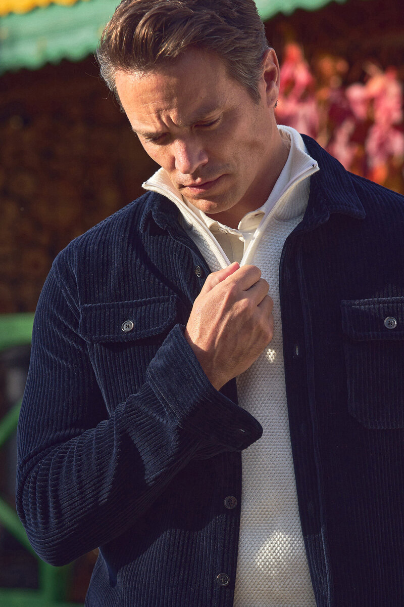 Lacivert Pamuklu Kadife Dış Gömlek - 2