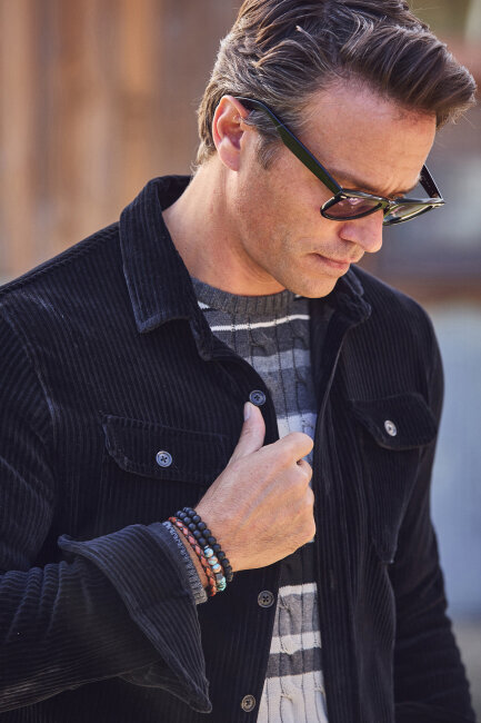 Siyah Pamuklu Kadife Dış Gömlek - 2