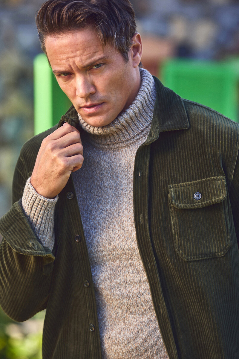 Yeşil Pamuklu Kadife Dış Gömlek (1)