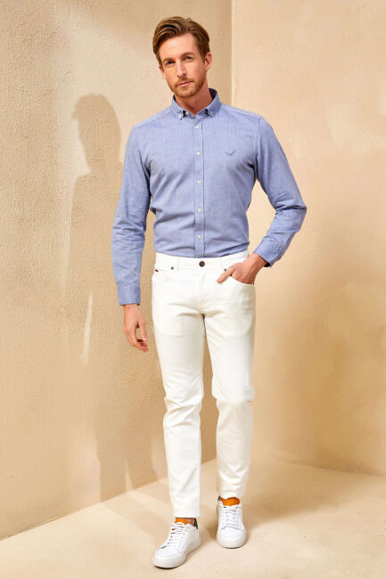 White 100% Cotton Pocket Trousers - 3