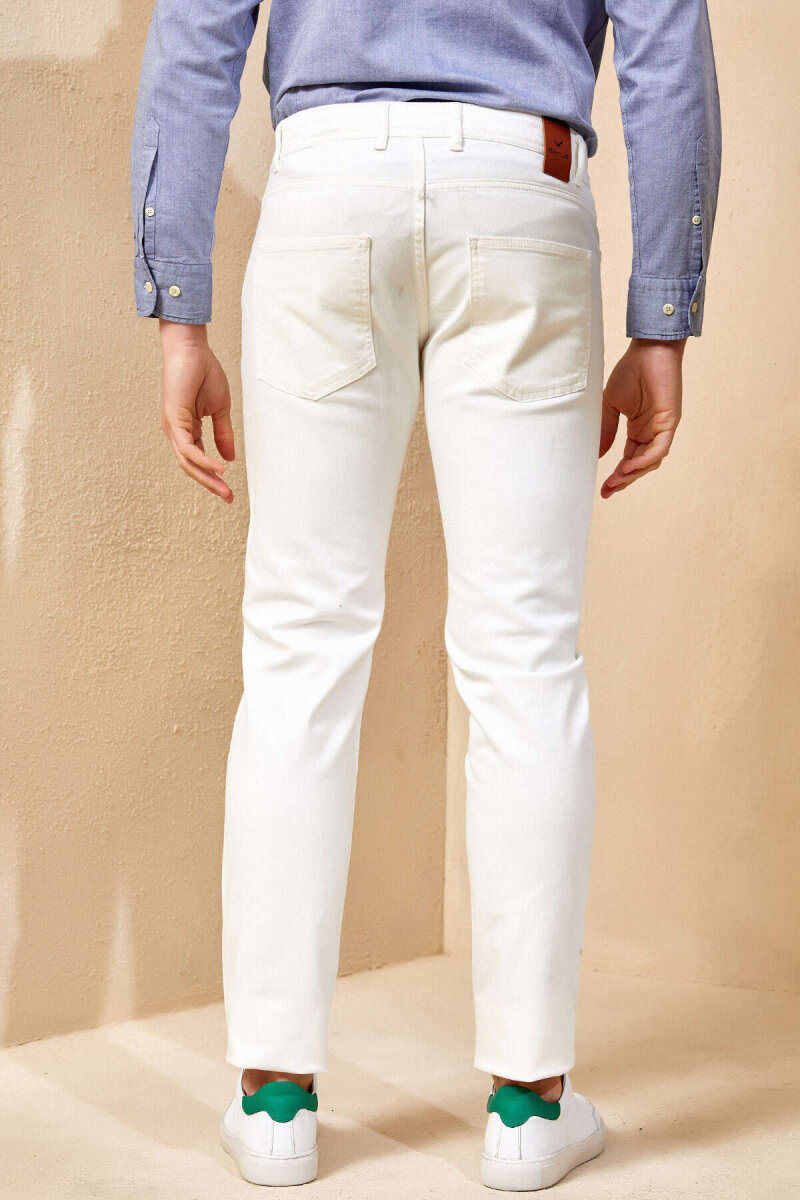 White 100% Cotton Pocket Trousers - 6