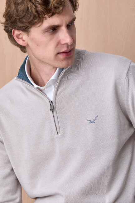 Buz Grisi %100 Pamuk Fermuarlı Kazak (1)