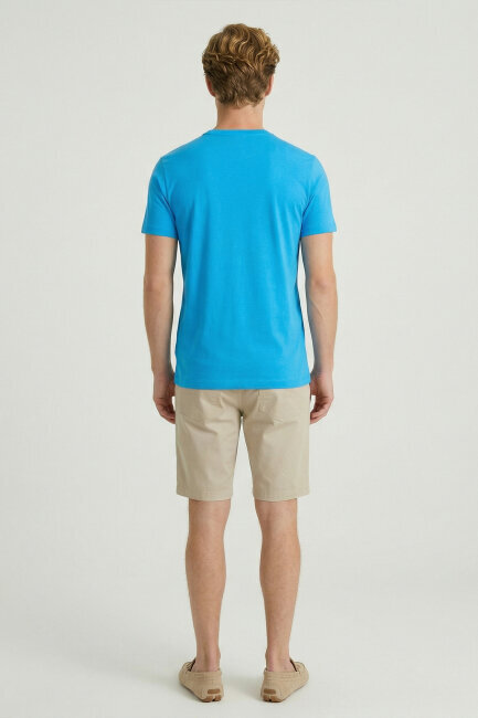 Turquoise Cotton Printed T-shirt - 6