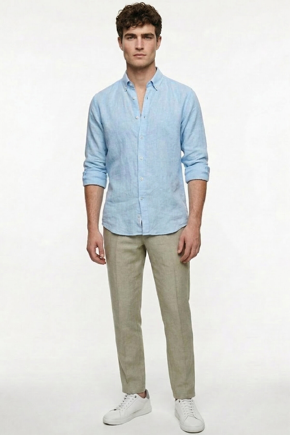Bej %100 Keten Pantolon - 2
