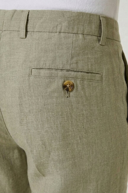 Bej %100 Keten Pantolon - 4