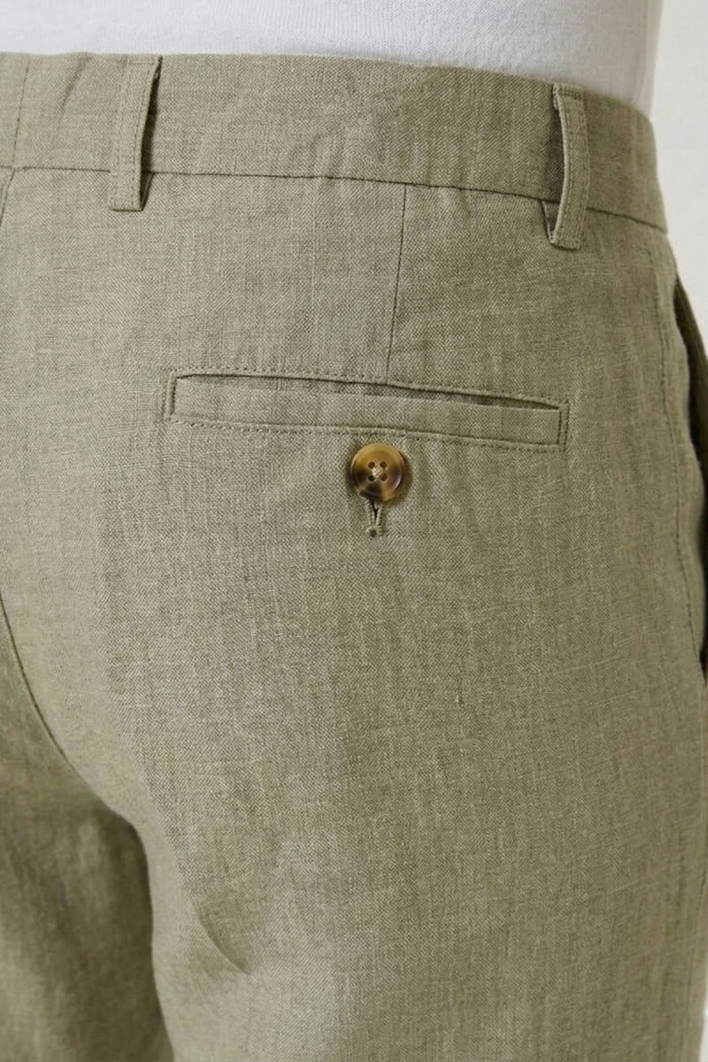 Bej %100 Keten Pantolon - 4