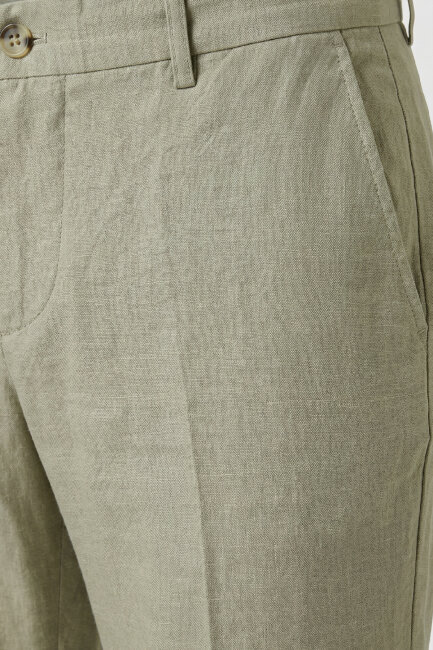 Bej %100 Keten Pantolon - 3
