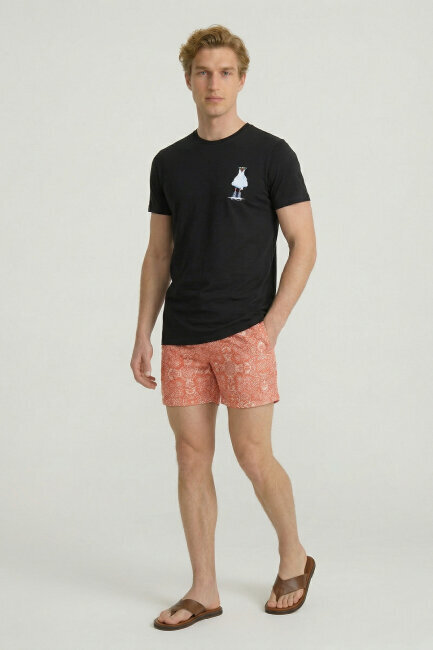 Black Cotton Seagull Print T-shirt - 2