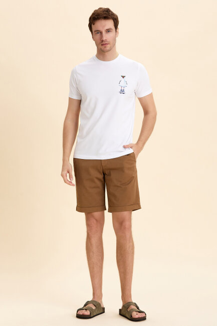 White Cotton Seagull Print T-shirt - 5