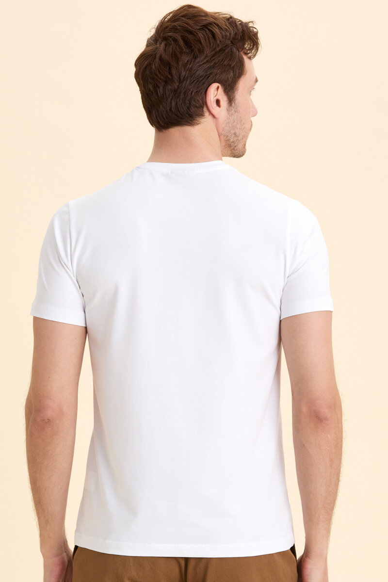 White Cotton Seagull Print T-shirt - 6
