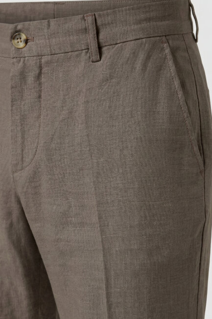 Haki %100 Keten Pantolon - 3