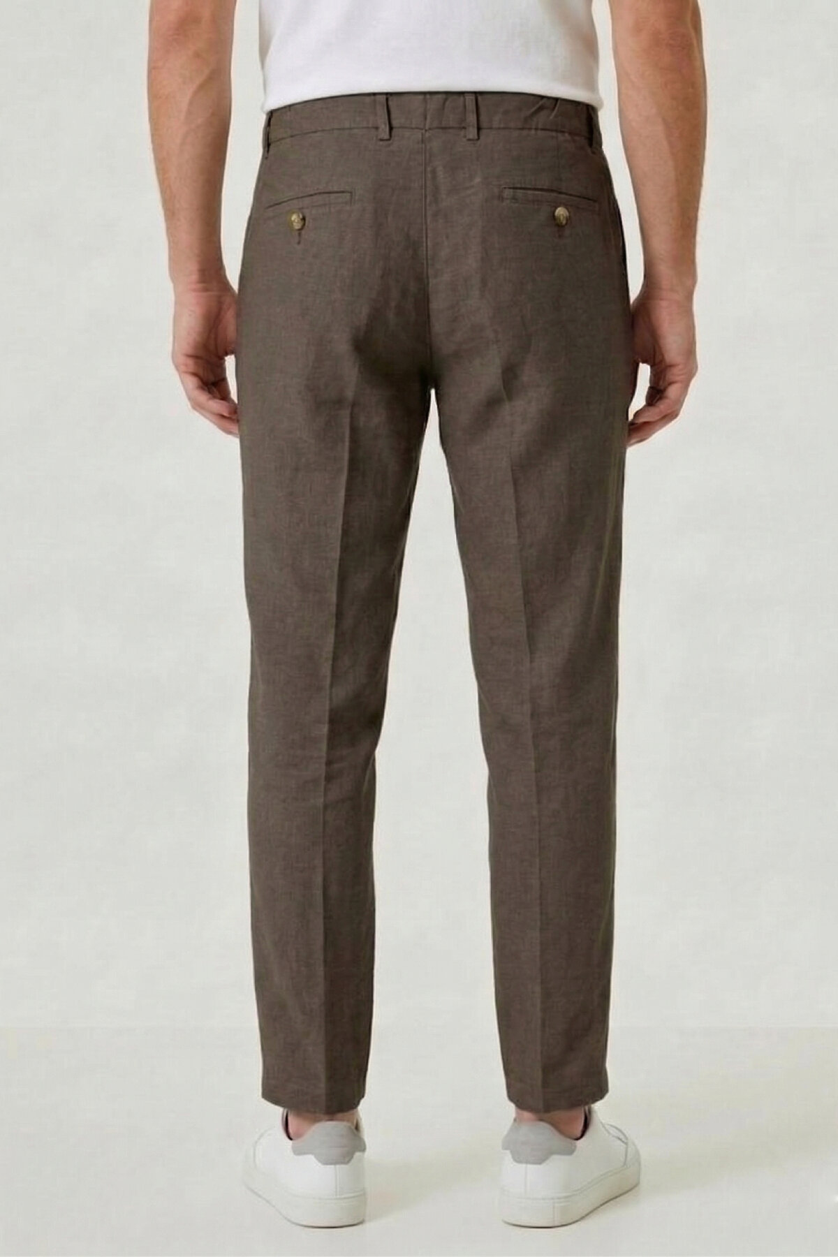 Haki %100 Keten Pantolon - 5