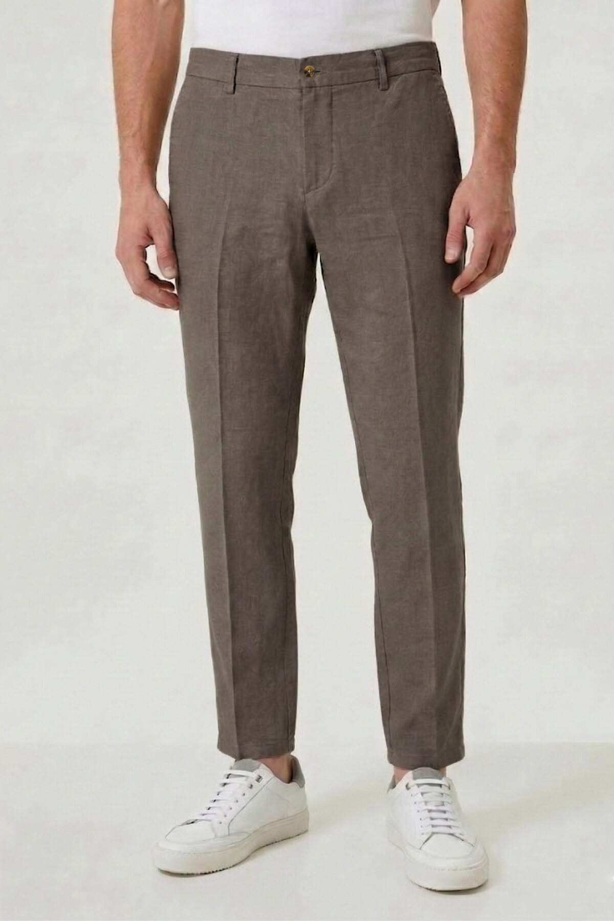 Haki %100 Keten Pantolon - 1