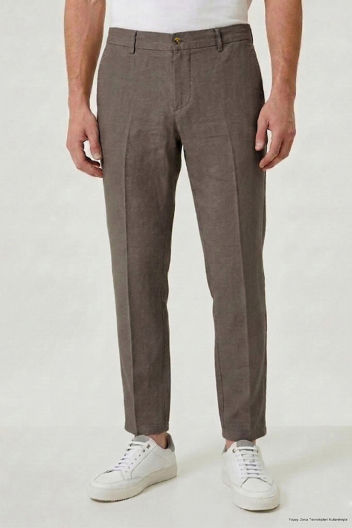 Haki %100 Keten Pantolon - 1