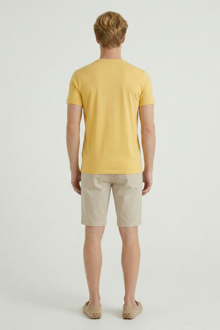 Yellow Cotton Crew Neck Printed T-Shirt - 6