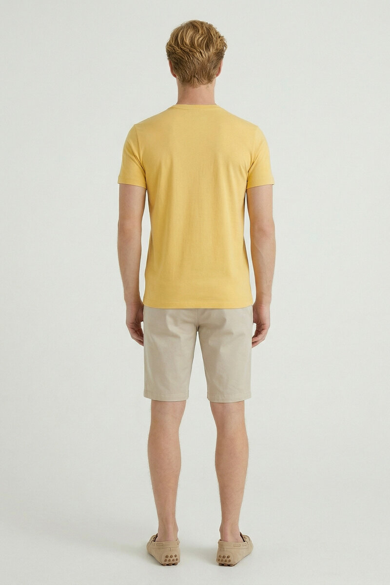 Yellow Cotton Crew Neck Printed T-Shirt - 6