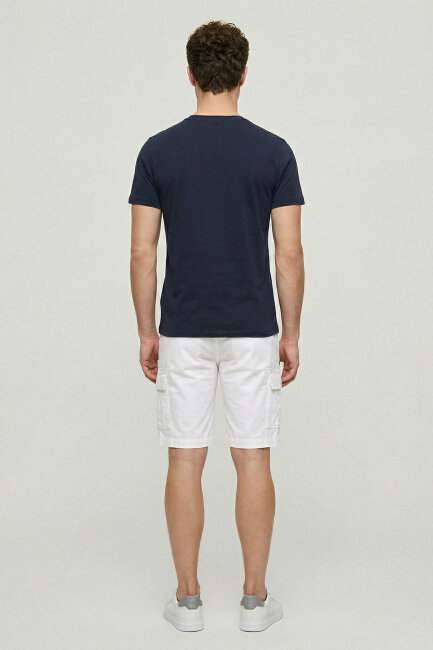 Navy Blue Cotton Printed T-shirt - 6