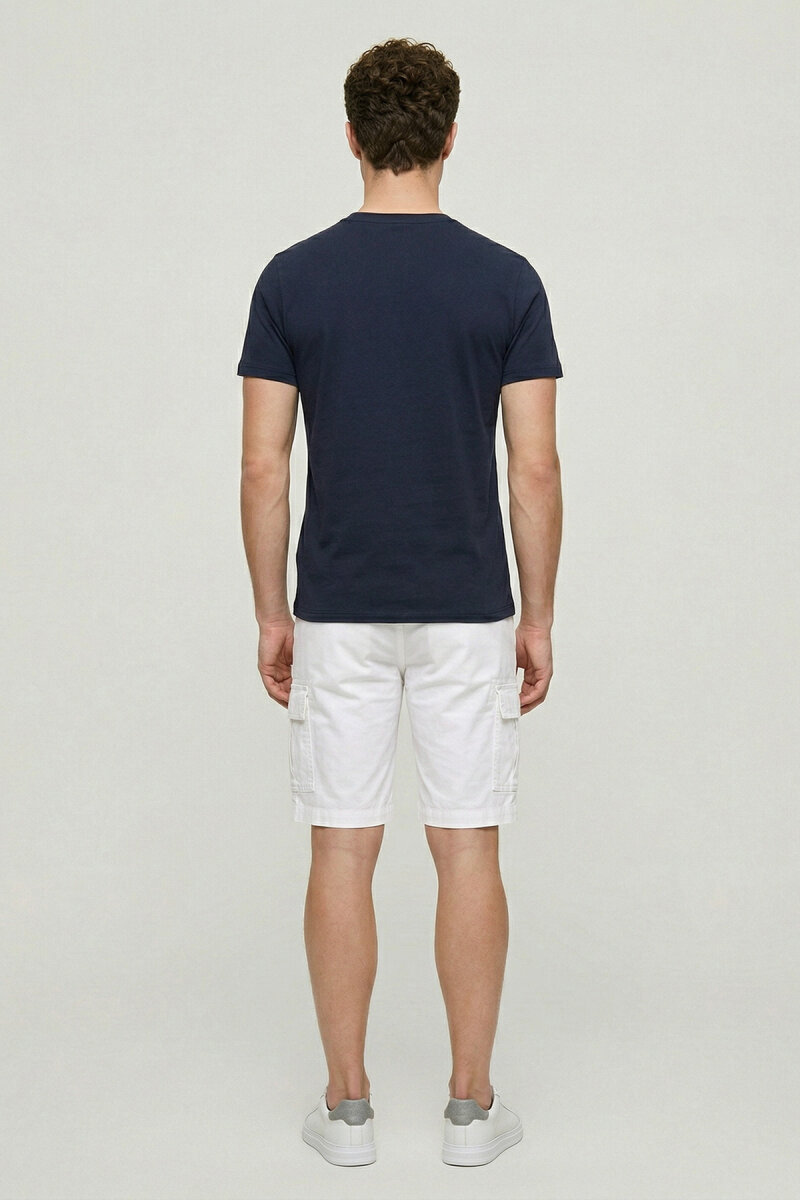 Navy Blue Cotton Printed T-shirt - 6