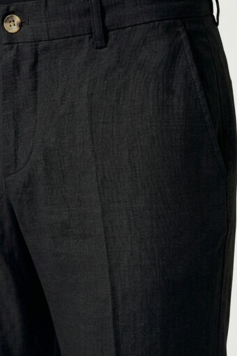 Siyah %100 Keten Pantolon - 3