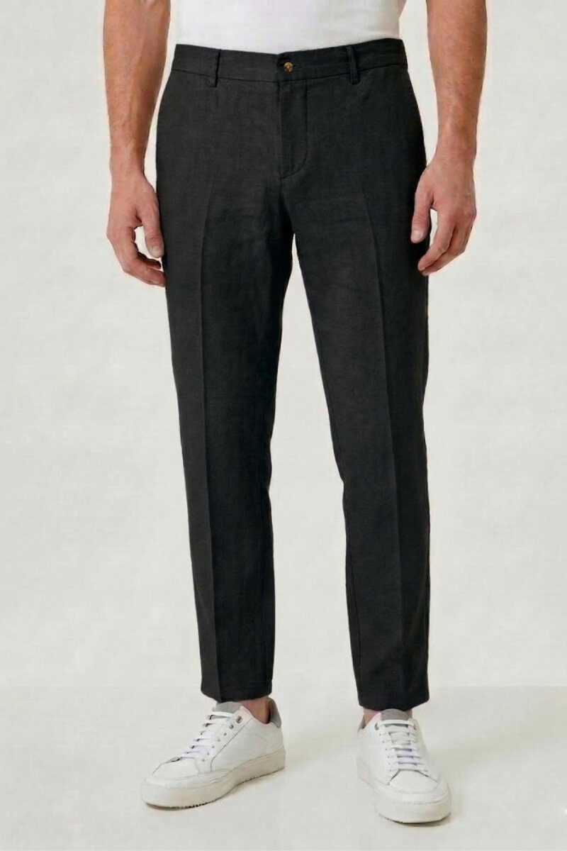 Siyah %100 Keten Pantolon