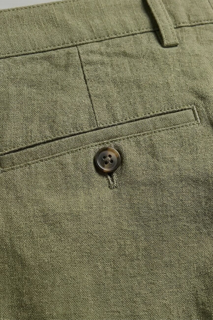 Koyu Haki %100 Keten Şort (1)