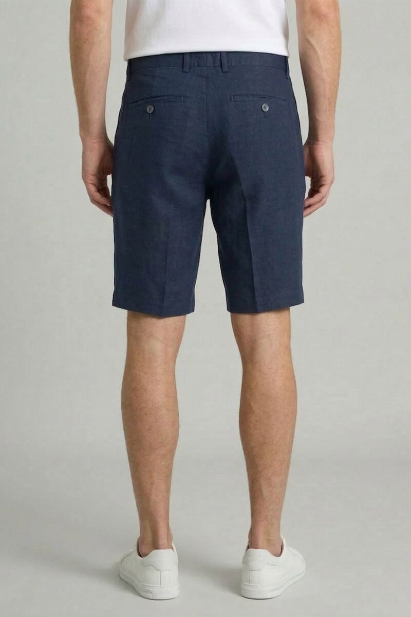 Lacivert %100 Keten Şort - 5