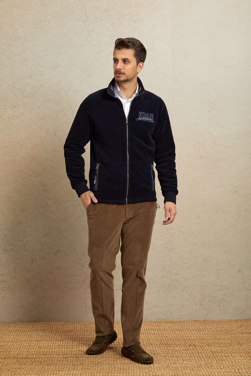 Navy Blue Zip-Up Sweatshirt - 3
