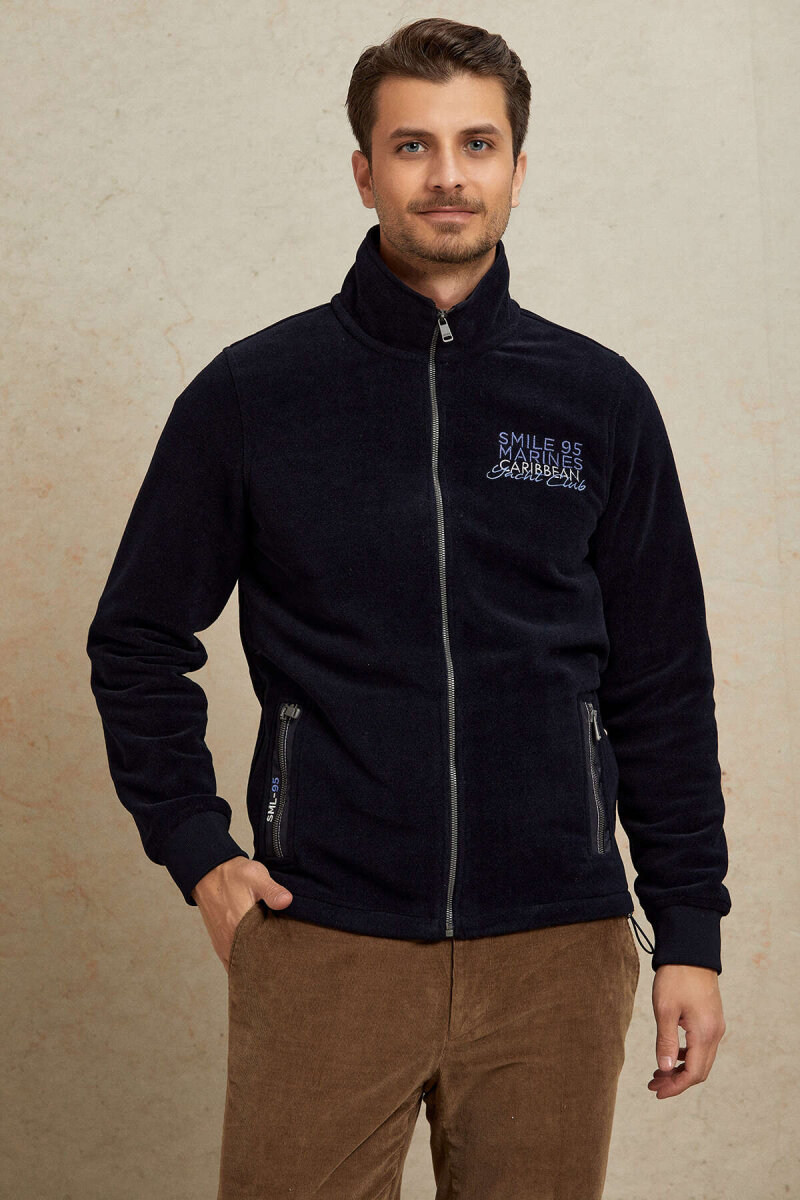 Navy Blue Zip-Up Sweatshirt - 5