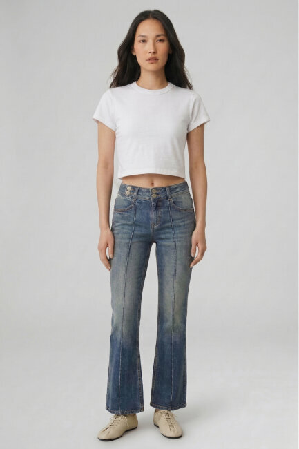 Beyaz Pamuklu Crop Tişört - 4