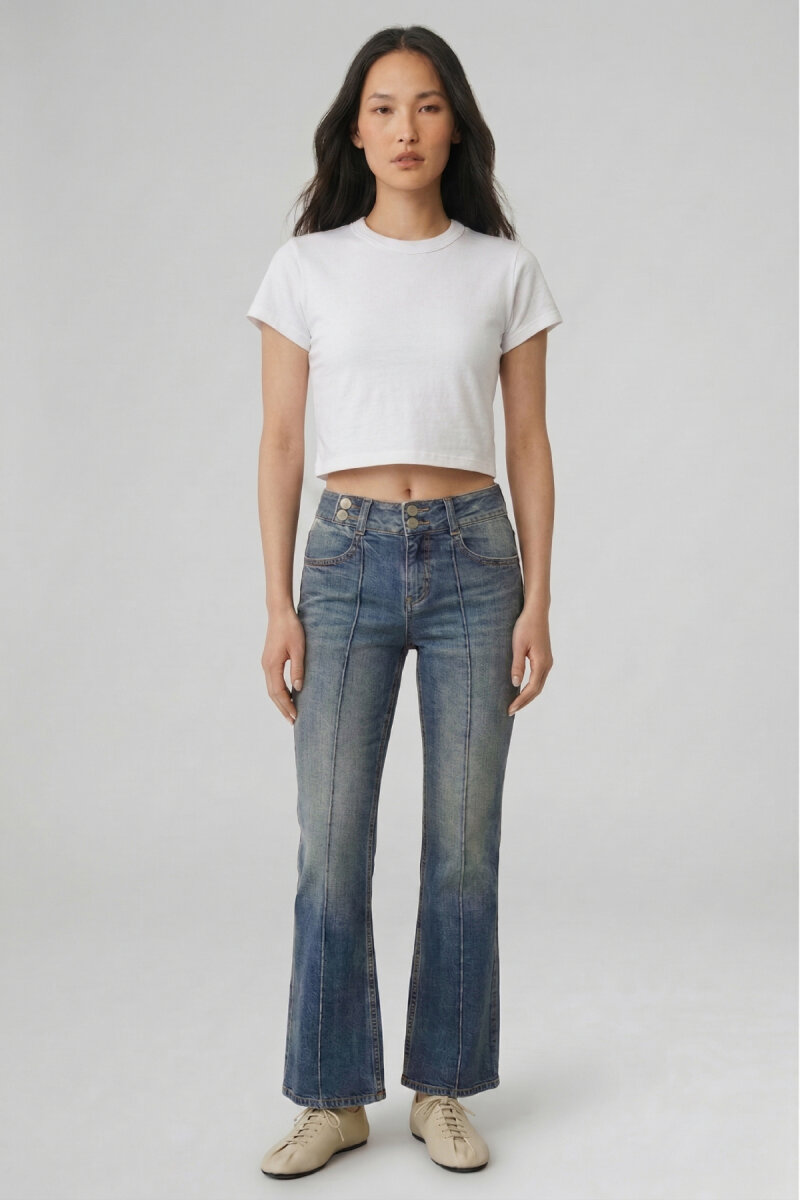 Beyaz Pamuklu Crop Tişört - 4