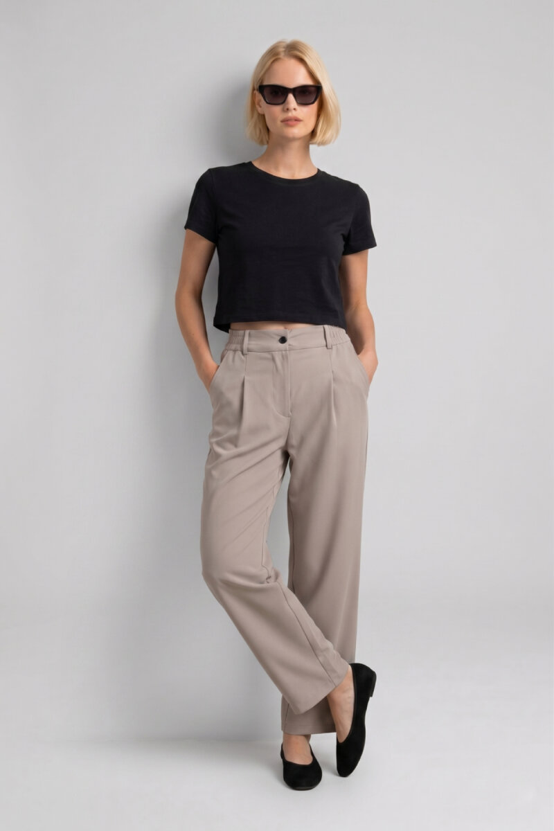 Siyah Pamuklu Crop Tişört - 2