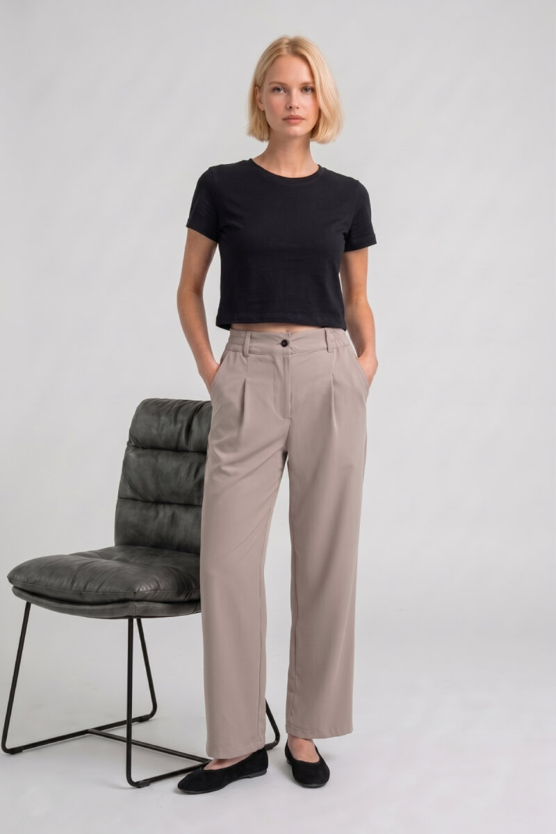 Siyah Pamuklu Crop Tişört - 3