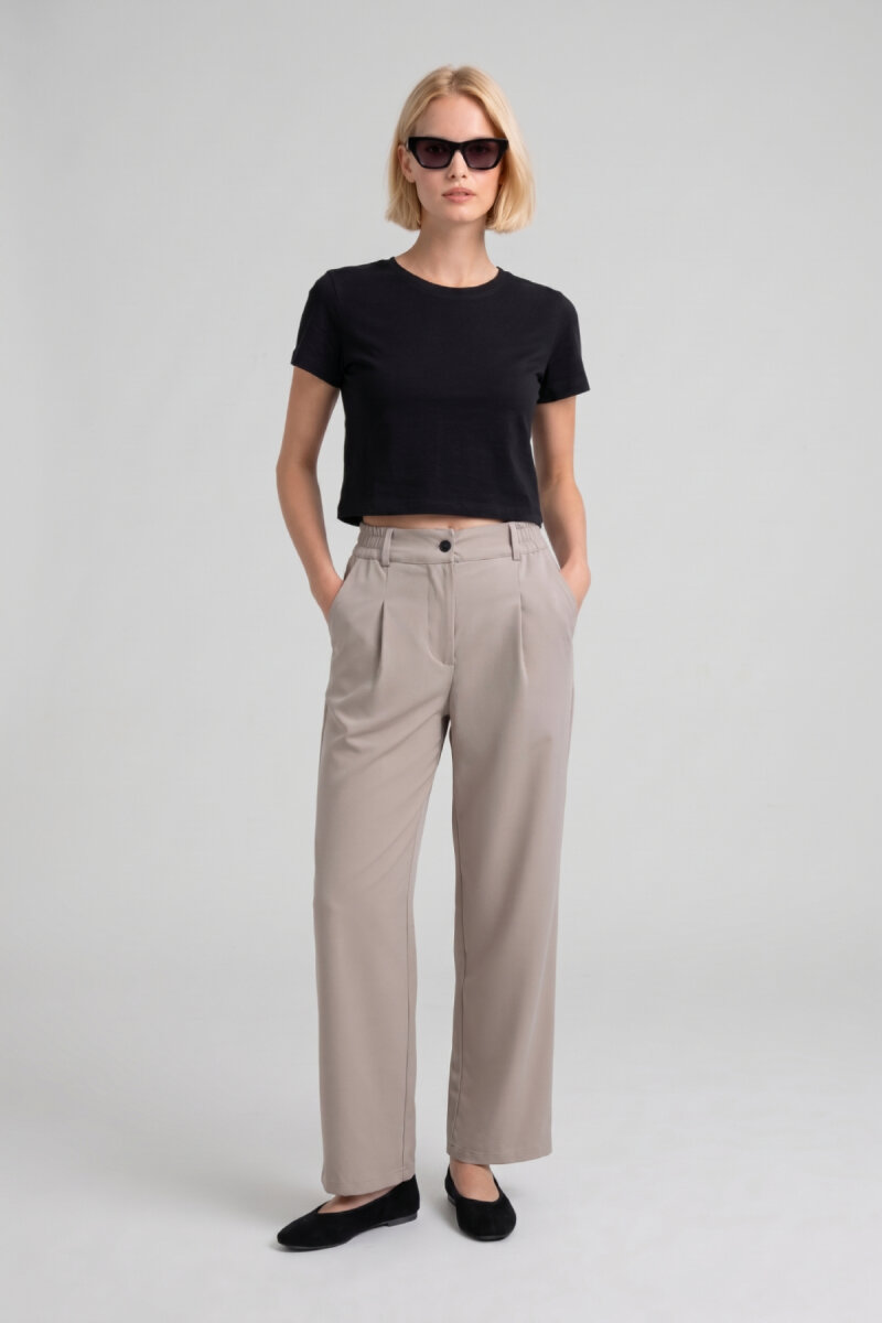 Siyah Pamuklu Crop Tişört - 4