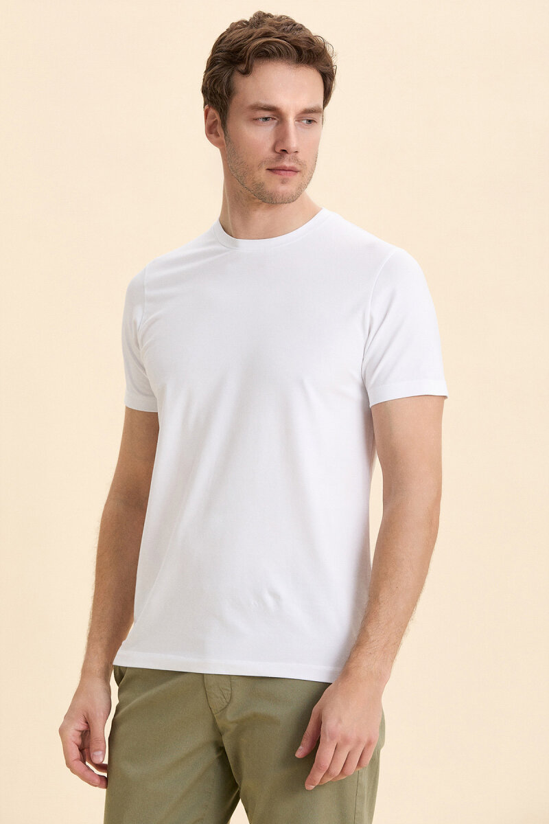White Cotton Basic T-shirt (1)