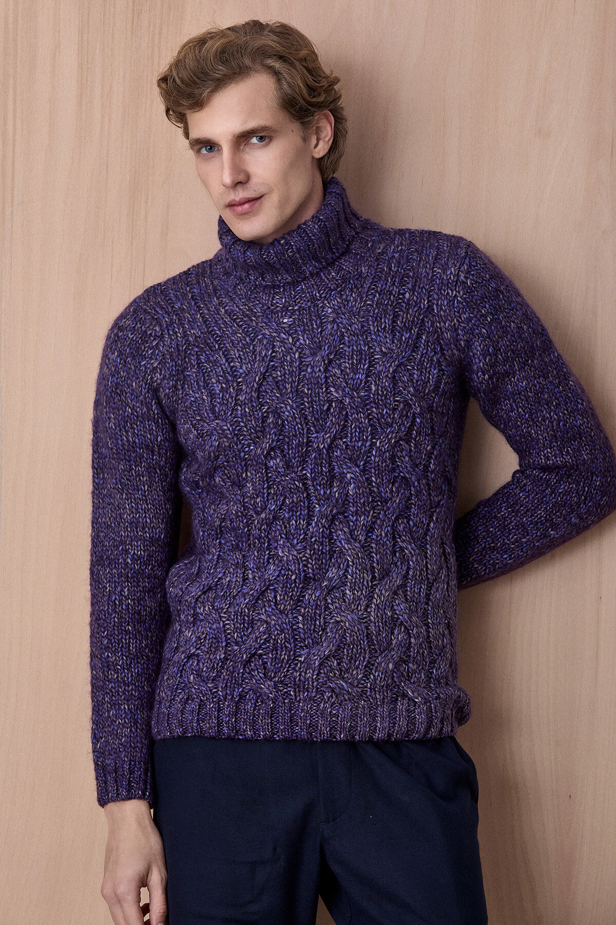 Purple Wool Crew Neck Sweater - 1