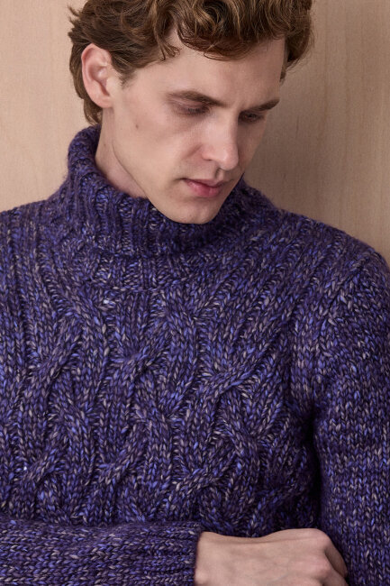 Purple Wool Crew Neck Sweater - 2