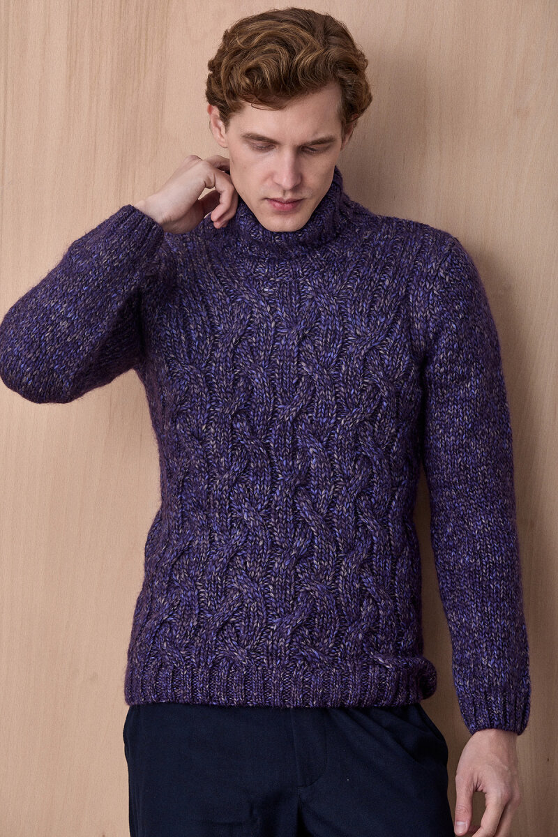Purple Wool Crew Neck Sweater - 3