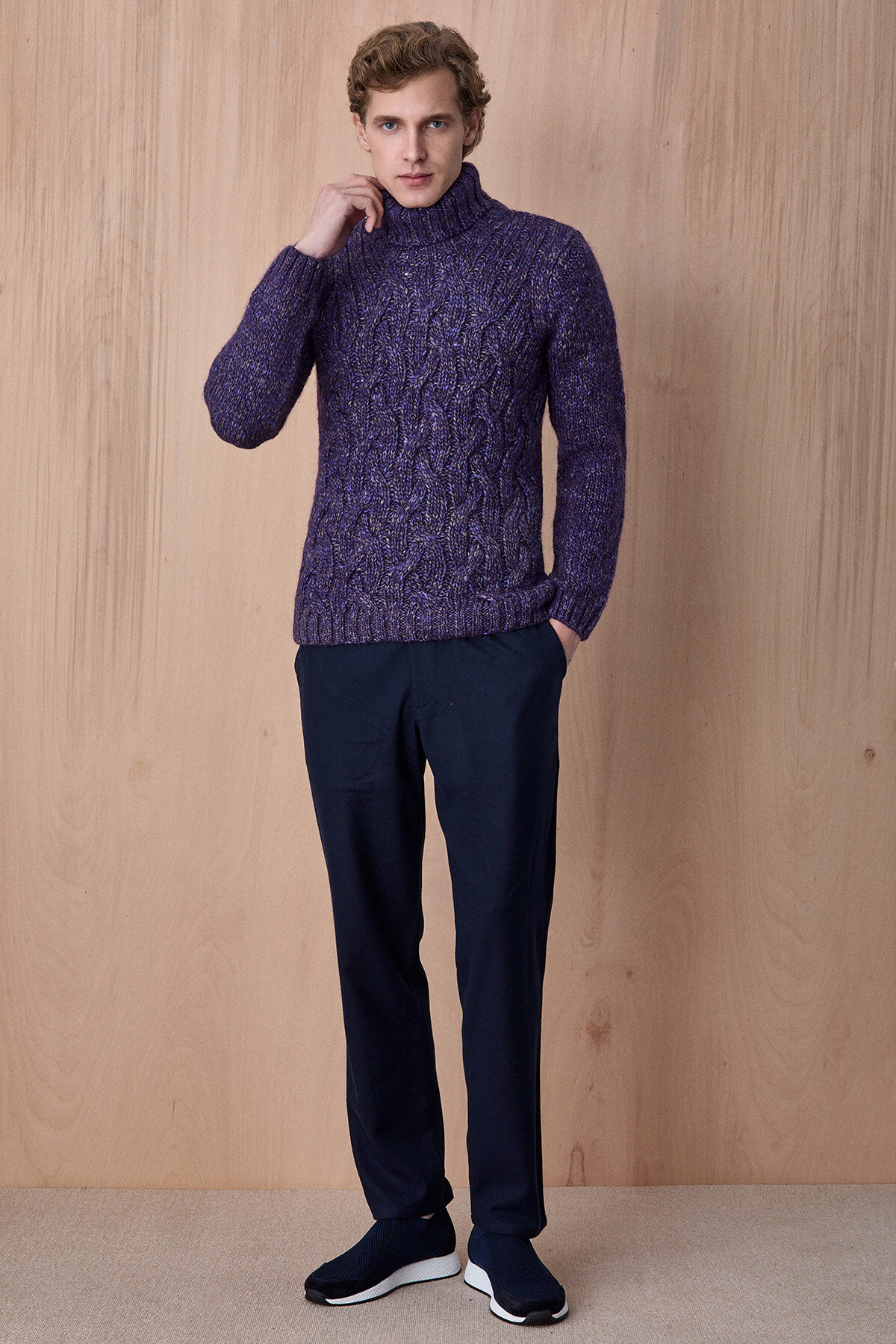 Purple Wool Crew Neck Sweater - 4