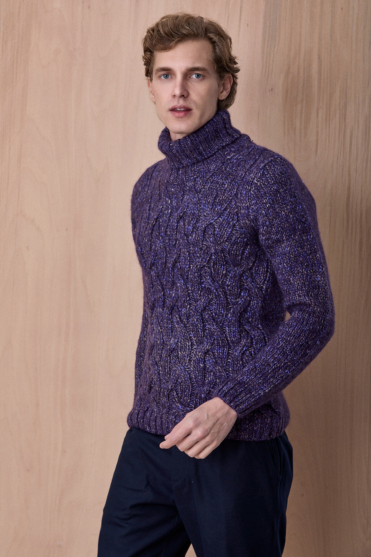 Purple Wool Crew Neck Sweater - 5