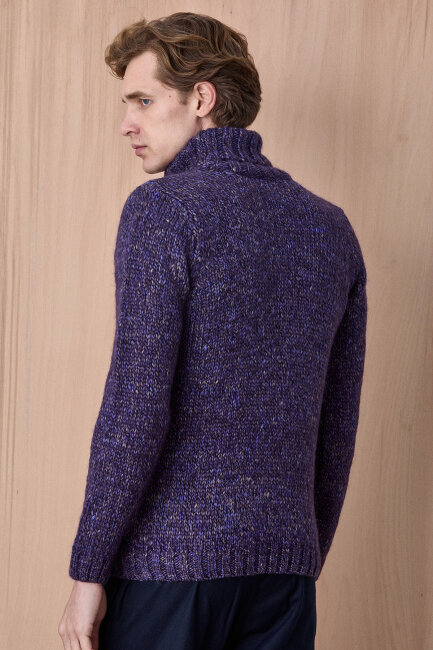 Purple Wool Crew Neck Sweater - 6