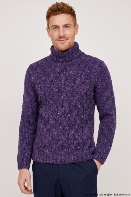 Purple Wool Crew Neck Sweater - 2