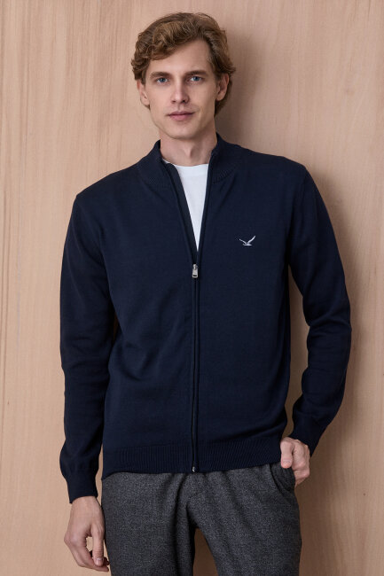 Lacivert %100 Pamuk Örgü Hırka 