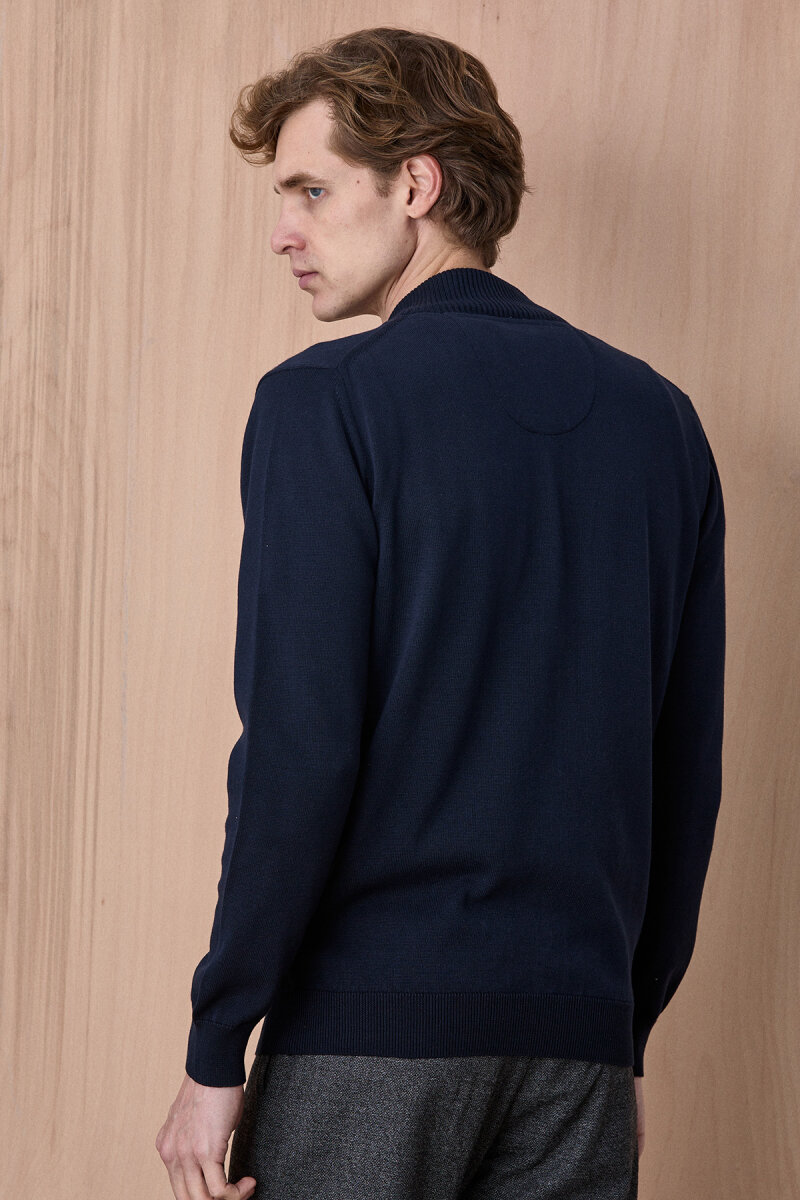 Lacivert %100 Pamuk Örgü Hırka - 6