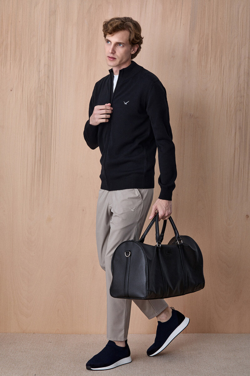 Siyah %100 Pamuk Örgü Hırka - 5