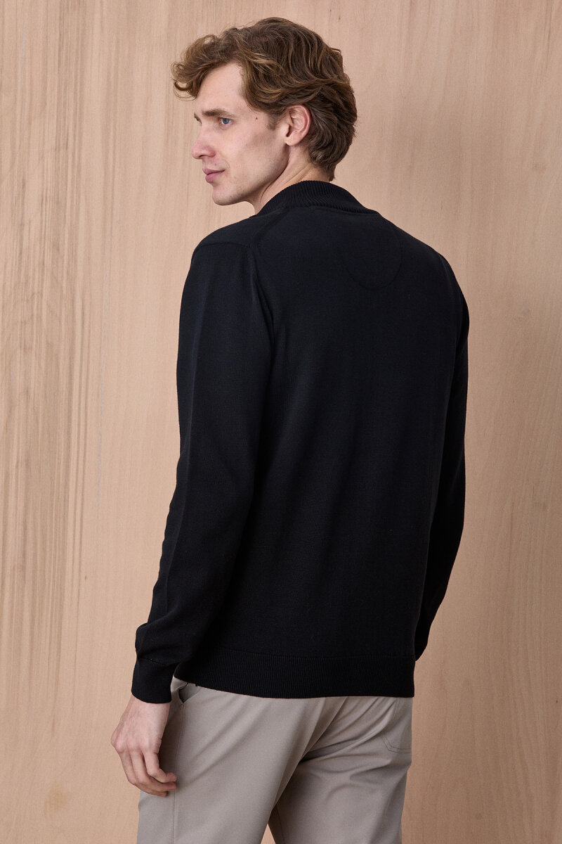 Siyah %100 Pamuk Örgü Hırka - 6